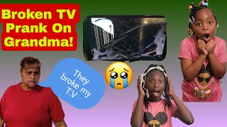 BROKEN TV PRANK ON GRANDMA👵🏾 We got her good must watch 😂😂 [upl. by Uohk]