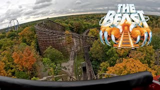 4K The Beast Front Row POV Kings Island Mason Ohio  The Longest Wooden Coaster in the World [upl. by Ettevram]