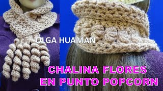 Chalina Corbata flores en punto popcorn paso a paso [upl. by Nysa]