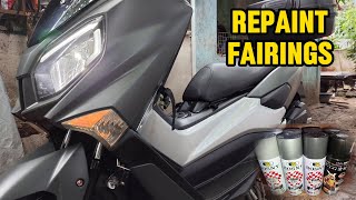 DIY Repaint Of Motorcycle Fairings Using Bosny amp Samurai Spray Paints  Easyride 150N [upl. by Helaine729]