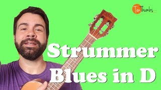 Beginner Strummer Blues in D  Easy Ukulele Blues Tutorial [upl. by Nylloh]