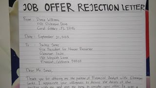 How To Write A Job Offer Rejection Letter Step by Step Guide  Writing Practices [upl. by Auj]