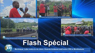 Martinique Lutte contre la vie chère Les dernières images des affrontements hier lundi KMT [upl. by Atiuqrehs]