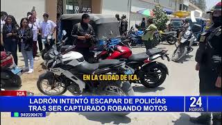 ¡Capturado Policía detiene a ladrón que intentaba robar motos en Ica 🚓👮‍♂️ [upl. by Artap347]