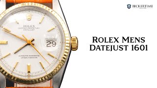 Mens Rolex TwoTone Datejust 1601 Watch with White Dial [upl. by Westphal]