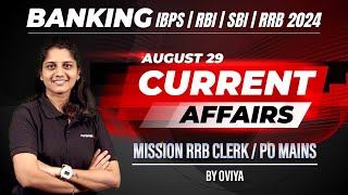 AUGUST  29  Banking Current Affairs  MISSION RRB CLERKPO MAINS  Oviya [upl. by Arde]