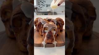 Spooky Skull Cinnamon Rolls💀🖤 halloween satisfying spooky recipe viral short fyp asmr ice [upl. by Llahsram]