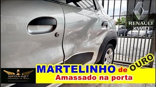 MARTELINHO de OURO AMASSADO grande na PORTA polimento TÉCNICO automotivo FUNILARIA artesanal MEGA [upl. by Eleets]