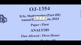 Bsc 3rd year maths 1st paper Bsc3rd year mathematics paper 1st Analysis Bsc part 3 maths paper 1st [upl. by Figone]