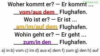 wo woher wohin am Flughafen zum Flughafen im Flugzeug vom Flughafen das Gate das Ticket [upl. by Asinet]