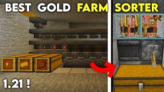 BEST 121 AUTOMATIC GOLD FARM SORTING SYSTEM TUTORIAL in Minecraft Bedrock MCPEXboxPC [upl. by Cyndi]