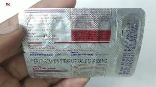 Erythro 500mg tablet  Erythromycin Stearate 500mg Tablet  Erythro Tablet Uses Benefit Review Hindi [upl. by Aihsoj]