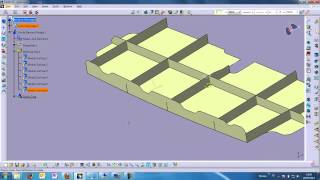 Mid Surfaces Extraction in CATIA V5MSM of an aircraftstructure complex rib [upl. by Pierce]