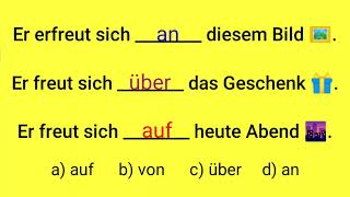 aus Freude auf über an sich freuen über Verben Präposition sprechen von Präpositionen Aufgaben [upl. by Lytsirhc]