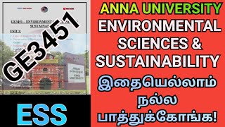 Engineering 2nd Year Environmental Sciences amp Sustainability  Anna University GE3451  ESS  AU [upl. by Odrawde]