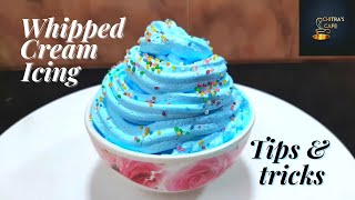 Whipped cream icing I Tips and tricks I With English subtitles I Chitras Cafe [upl. by Rahr38]