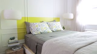 Rental Apartment Makeover DIY Painted Headboard [upl. by Eissen]