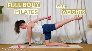 18 Minute Full Body Pilates Workout with Weights  Good Moves  WellGood [upl. by Ynnaj]