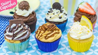 HAZ 6 TIPOS DE CUPCAKES DIFERENTES CON 1 SOLA MASA 🧁  QUIERO CUPCAKES [upl. by Kcirdet]