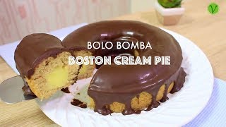 BOLO BOMBA BOSTON CREAM PIE VEGANO 596  Receitas da Mussinha [upl. by Cherise]