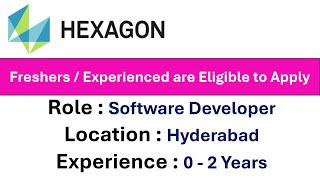 Hexagon Hiring Software Developer  Freshers  Experienced are Eligible to Apply​ [upl. by Armillia32]