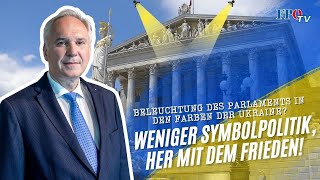 Beleuchtung des Parlaments in den Farben der Ukraine Weniger Symbolpolitik her mit dem Frieden [upl. by Yekciv160]