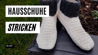 Hausschuhe Socken mit Rundsricknadeln stricken [upl. by Amisoc]