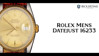 Mens Rolex TwoTone 18KSS Datejust Watch Gold Champagne Dial 16233 [upl. by Jenilee]