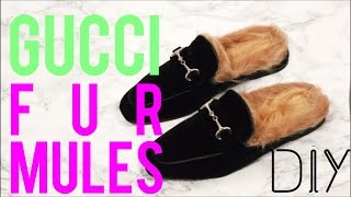 10 MINUTE GUCCI FUR MULES PRINCETOWN INSPIRED DIY [upl. by Reifel13]