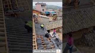 The Process Of Installing Tiles On The Roof [upl. by Ramsa122]