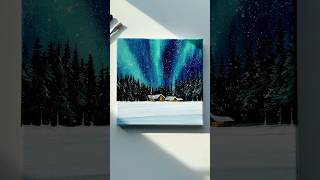 Under Aurora Skies Christmas Begins 🌌🎄painting acrylicpainting artworks [upl. by Nedrob]