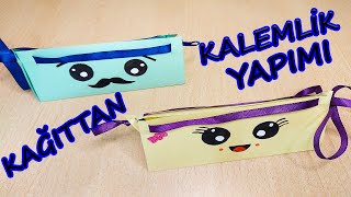 Kalemlik Yapımı  Kağıttan Kolay Kalem Kutusu Yapımı  Easy pencil case kalemlik okuleşyaları diy [upl. by Ferdie]