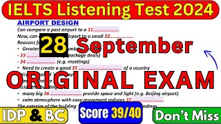 IELTS LISTENING TEST 28 September 2024 WITH ANSWERS  IELTS LISTENING  IDP amp BC [upl. by Hew132]