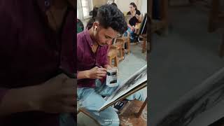 Charcoal drawing in college Work live [upl. by Ahsoik783]