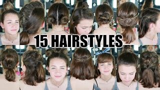 15 Heatless Hairstyles for SHORT hair BACK TO SCHOOL [upl. by Sutsuj]