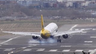 Aborted landing with touchdown in crosswind [upl. by Woodall]