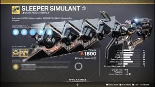 Sleeper Simulant Exotic Weapon amp Catalyst – Destiny 2 [upl. by Ahsinet780]