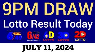 Lotto Result Today 9pm Draw July 11 2024 Swertres Ez2 PCSO Live Result [upl. by Oirasec]