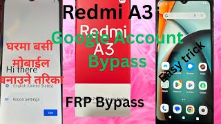 Redmi A3 2024 FRP Bypass  Unlock Google Account Without PC  New Method 2024 [upl. by Atibat]