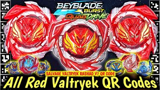 NEW QR CODES SALVAGE VALTRYEK RASHAD V7  All Valtryek QR COdes Red  BEYBLADE QUAD DRIVE [upl. by Jim]