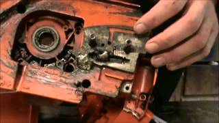 394xp 395xp Husqvarna crankshaft removal case separation and drive side install [upl. by Arielle]