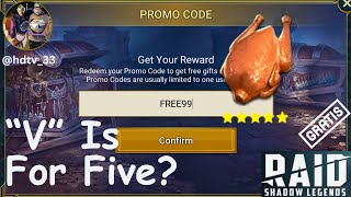 NEW PLARIUM PLAY PROMO CODE FOR ALL PLAYERS  quotVquot Is For Five  Raid Shadow Legends [upl. by Rillis]