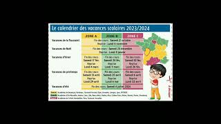 Calendrier des vacances scolaires 20232024 en France [upl. by Eelarat]