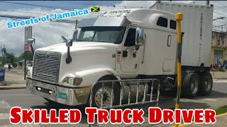 Trucking on the narrow and busy streets of Jamaica trucking truckdriver indiantruckingvlog fun [upl. by Zacharie250]