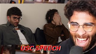 HasanAbi Reacts to USC SPEECH [upl. by Ruyle]