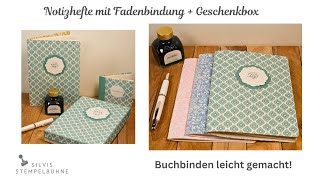 DIY Buchbinden Notizheft Fadenbindung  Geschenkbox Poetische Momente Stampin Up [upl. by Bowne]