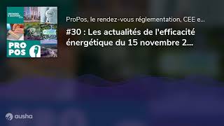 30  Les actualités de lefficacité énergétique du 15 novembre 2024 [upl. by Jacinta37]