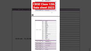 CBSE Class 12th Date Sheet 2023  cbse datesheet cbseclass12 cbseexam cbseboard nexaclasses [upl. by Oj]