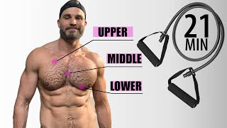 Resistance Band Chest Workout  Works Upper Middle and Lower Chest [upl. by Nabi]