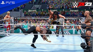 WWE 2K23  Cody Rhodes amp Seth Rollins vs The Rock amp Roman Reigns  WrestleMania XL  PS5™ 4K60 [upl. by Idnat]